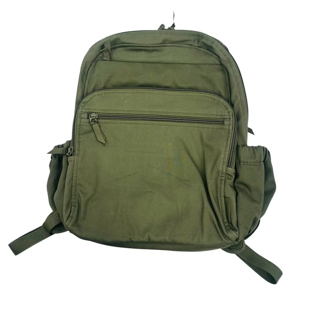 Vera Bradley Backpack Women Olive Green Utility Multi Pocket Diaper Bag Travel